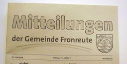 Mitteilungsblatt der Gemeinde Fronreute online lesen